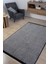 Gri Şönil Kilim Salon Oturma Çocuk Odası Hasır Yıkanabilir Yolluk Kaymaz Taban Halı Siyah 5