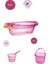 Bebek Banyo Seti Ördek Modelli Şeffaf Küvet Kova Maşrapa Seti Pembe Renk 1