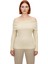 Kadın Simli Fitilli Triko Bluz Carmen Yaka Omzu Açık Regular Boy Uzun Kollu Casual Tarz 1