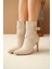 Atye Premium Bej Ince Topuklu Fermuarlı Bot 2