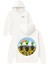 3 Uzaylı Tasarım Baskılı Oversize Beyaz Kapüşonlu Sweatshirt 1
