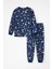 Çocuk Pijama Takımı Uzay Desenli Uzun Kollu 2'li Set Pijama Takımı Lacivert 3-13 Yaş 4