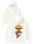 Kurukafa Ateslı Tasarım Baskılı Oversize Beyaz Kapüşonlu Sweatshirt 1