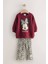 Mnn Leopar Taytlı Kız Çocuk 2 li takım - Bordo 1