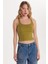 Kadın Slim Fit Dar Kesim Ince Askılı U Yaka Yeşil Body Atlet 4