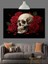 Kırmızı Güller Kafatası Karanlık Dekoratif Kanvas - Mdf Ahşap Tablo 2