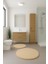 2'li Bej Yuvarlak Yumuşak Kaymaz Taban Peluş Yıkanabilir Banyo Oturma Odası HALI(60X60 ve 80X80) 1