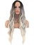 Uzun Su Dalgası Fiber Sentetik Peruk - Küllü Kumral / Beyaz Platin Ombre 2