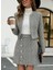 Kadın Uzun Kollu Önü Açık Dokuma Ceket ve Mini Etek Ikili Takım 4