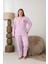 Şardonlu Interlok Kumaş Büyük Beden Kışlık Kadın Pijama Takımı 1160 2