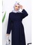 Lacivert Kolu Armalı Reglan Kol Basic Modal Kuşaklı Elbise 3