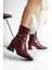 Pedro Bordo Renkli Yandan Toka Detaylı Kalın Ökçeli Kadın Bot 2