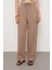 Kadın %100 Keten Cep Detaylı Bol Paça Pantolon 3