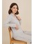 Luxury Viscose Gri Çizgili Kadın Uzun Kollu Pijama Takımı – 42547 1