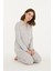 Luxury Viscose Gri Çizgili Kadın Uzun Kollu Pijama Takımı – 42547 2