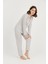 Luxury Viscose Gri Çizgili Kadın Uzun Kollu Pijama Takımı – 42547 3