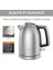 Excellence Su Isıtıcısı, Fırçalanmış Metal Yüzey, 1.7 L Kapasite, Kolay Açılır Kapak, Hassas Döküş Ucu, Sap Üzerinde Su Seviyesi Göstergesi, Otomatik Kapanma Özelliği 5