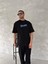 Ön ve Arka Baskılı Oversize Bisiklet Yaka T-Shirt- Siyah 1