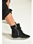 V380518102 Siyah Süet Düz Taban Fermuar Detaylı Kadın Bot 2