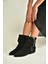 V380518102 Siyah Süet Düz Taban Fermuar Detaylı Kadın Bot 3