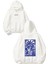 Blue Palm Tasarım Baskılı Oversize Beyaz Kapüşonlu Sweatshirt 1