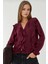 Kadın Yaka Volanlı Bohem Gömlek Bordo Kırmızı 1