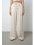 Kadın Yatay Şerit Taş Işlemeli Düz Renk Beli Lastikli Bol Paça Pantolon 1
