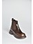 V312402609 Kahverengi Kalın Tabanlı Lastik Detaylı Kadın Bot 6