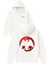 Kırmızı Kus Tasarım Baskılı Oversize Beyaz Kapüşonlu Sweatshirt 1