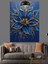 Mavi Altın Işıltılı Soyut Çiçek Kompozisyonu Dekoratif Kanvas - Mdf Ahşap Tablo 1