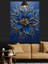 Mavi Altın Işıltılı Soyut Çiçek Kompozisyonu Dekoratif Kanvas - Mdf Ahşap Tablo 3