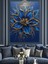 Mavi Altın Işıltılı Soyut Çiçek Kompozisyonu Dekoratif Kanvas - Mdf Ahşap Tablo 5