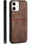 Apple iPhone 12 Deri Kartlıklı Lüks Kılıf Koyu Kahverengi 1