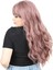 Perçemli Uzun Su Dalgası Fiber Sentetik Peruk- Gül Kurusu 3