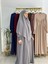 Tesettür Elbise,önü V Model Büzgülü,sufle Esarpla Takım.hijap ,khimar.hac Umre Için Uygundur Gri 3