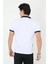 Erkek Yakalı Slim Fit Baskılı T-Shirt - Beyaz 2