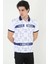 Erkek Yakalı Slim Fit Baskılı T-Shirt - Beyaz 4