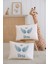 %100 Pamuk Isme Özel 2li Ekru Bebek Yastık Kılıfı 35X45 Cm-Mavi Kanat 1