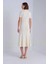 Kadın Düğme Detaylı Çan Midi Elbise - Ekru 3