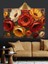 Kırmızı Turuncu Çiçekler Kompozisyon Dekoratif Kanvas - Mdf Ahşap Tablo 4