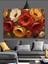 Kırmızı Turuncu Çiçekler Kompozisyon Dekoratif Kanvas - Mdf Ahşap Tablo 5