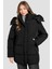 Kadın Eleonor Büzgü Detaylı Kapüşonlu Şişme Mont - Siyah 4