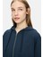Vıvıana Lacivert Kapüşonlu Baskılı Fermuarlı Standard Fit Kadın Sweatshirt 5