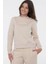 Kadın Bisiklet Yaka Sweatshirt - Bej 1