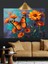 Turuncu Kelebek Uçuyor Çiçekler Dekoratif Kanvas - Mdf Ahşap Tablo 5