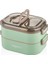 Bento 1000ML Lunchbox Çift Katlı 3 Bölmeli Çelik Sefer Tası Yemek Kutusu (Yeşil) 1