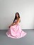 Straplez Pileli Elbise - Pembe 3