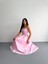 Straplez Pileli Elbise - Pembe 4