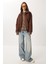 Oversize Suni Süet Bomber Ceket LAN0081 Kahverengi 3