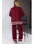 Bordo Şerit Detaylı Bisiklet Yaka Pantolon Ikili Triko Takım 4